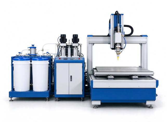 Product drawing of the two-component potting machine complete unit